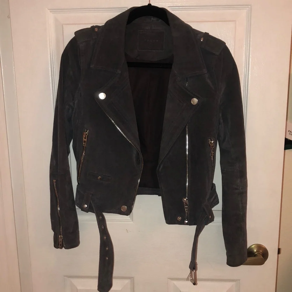 BLANK NYC Suede Moto Jacket in Grey Size Small - Picture 1 of 5